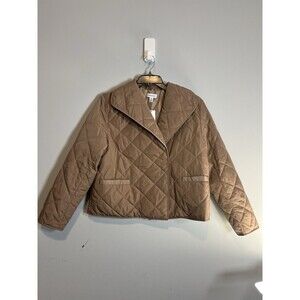 NWT Calvin Klein Jacket Womens L Tan Wrap Puffer Short Coat Classic Casual $129